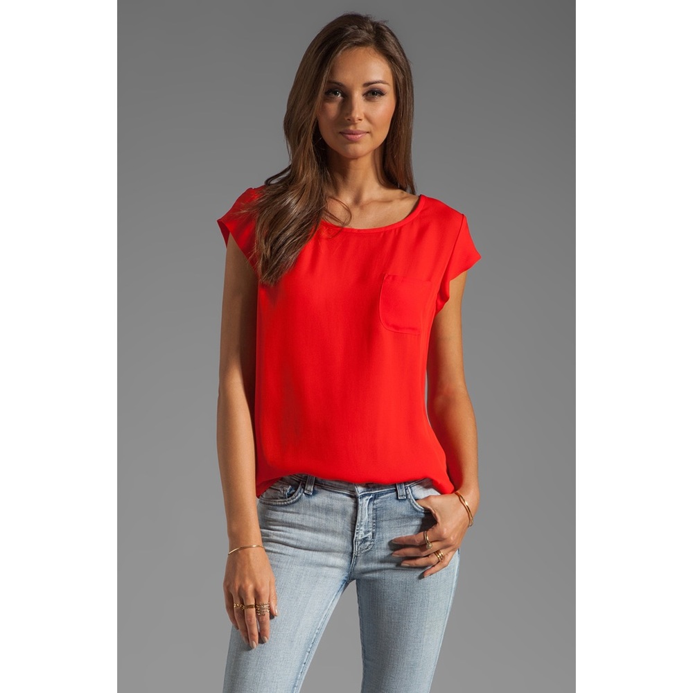 Joie | Rancher Silk Top, Fiery Red, L